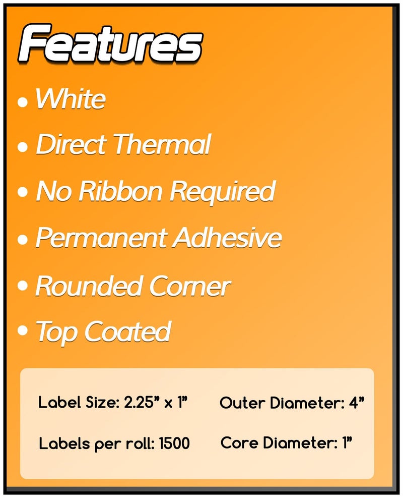Sojitek 350/Roll, 3500 Labels in 10 Rolls - 2.25" x 4" Direct Thermal Labels for Zebra & Rollo Desktop Printers and More â€“ 1â€ Core, Permanent Adhesive & Perforated - Image 3